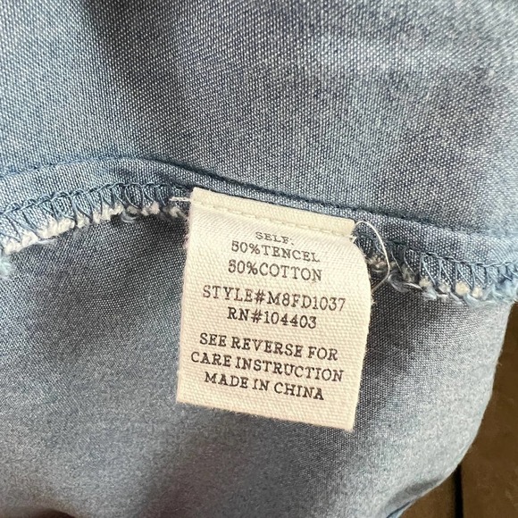 New Day to Day Blu Pepper Chambray Dress Women's S Lace Front Denim Mini Flaw - Picture 6 of 7